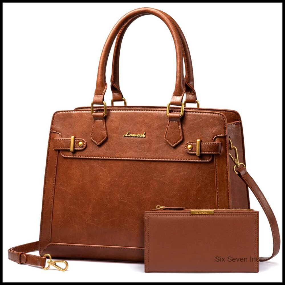PU Leather Tote Shoulder Bag Satchel Purse Multi-Purpose Adjustable Strap